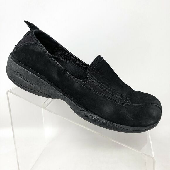 Merrell Womens Primo Moc 2 Leather Suede Slip On Comfy Loafers Size 8.5 Black - Picture 1 of 6